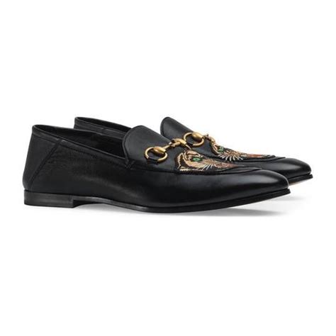 gucci black embroidered moccasins with appliqued mirrors|Gucci brixton loafers.